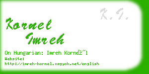 kornel imreh business card